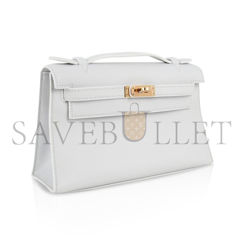 HERMÈS MASTER  KELLY GENERATION SWIFT MILKSHAKE PLATINUM SILVER BUCKLE (22*14*7cm) 